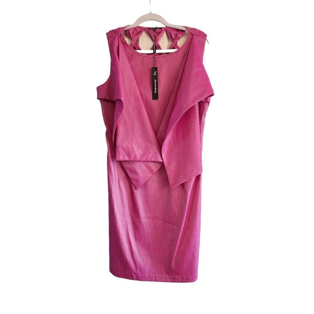 Samuel Dong NWT pink taffeta cocktail dress size Large cutout